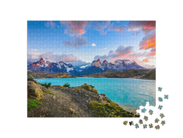 Torres Del Paine Over the Pehoe Lake, Patagonia, Chile -... Jigsaw Puzzle with 1000 pieces