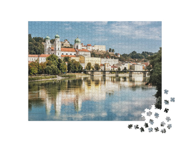 Passau City with Saint Stephens Cathedral, Lower Bavaria... Jigsaw Puzzle with 1000 pieces