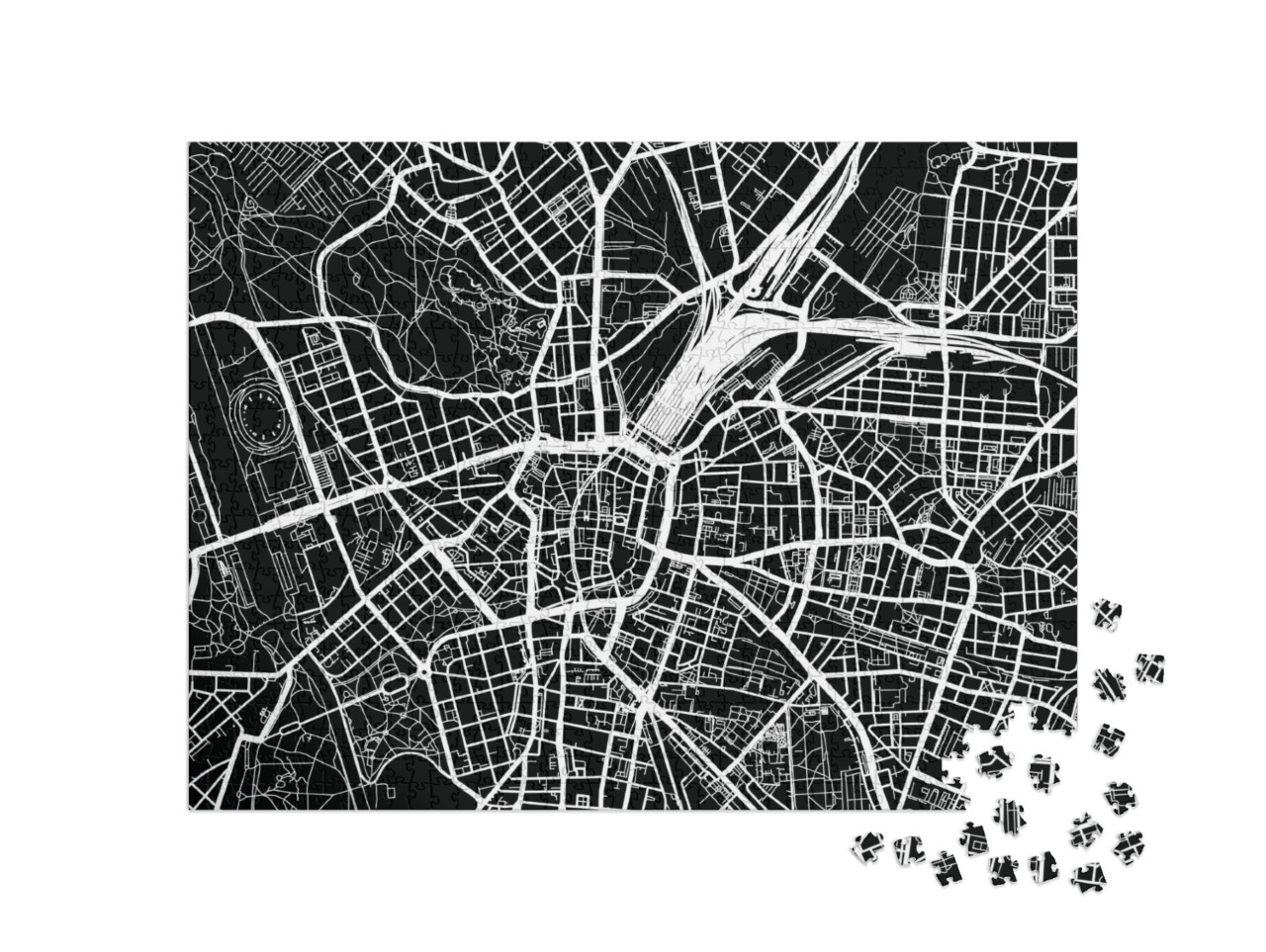 Urban Vector City Map of Leipzig, Germany... Jigsaw Puzzle with 1000 pieces