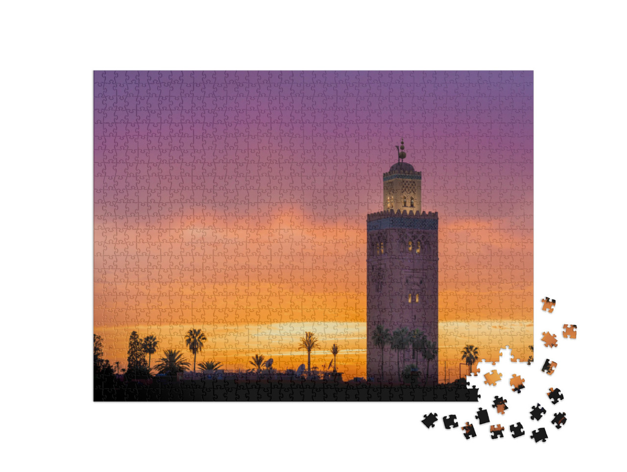 Koutoubia Mosque in Marrakech Morocco with a Beautiful Pu... Jigsaw Puzzle with 1000 pieces