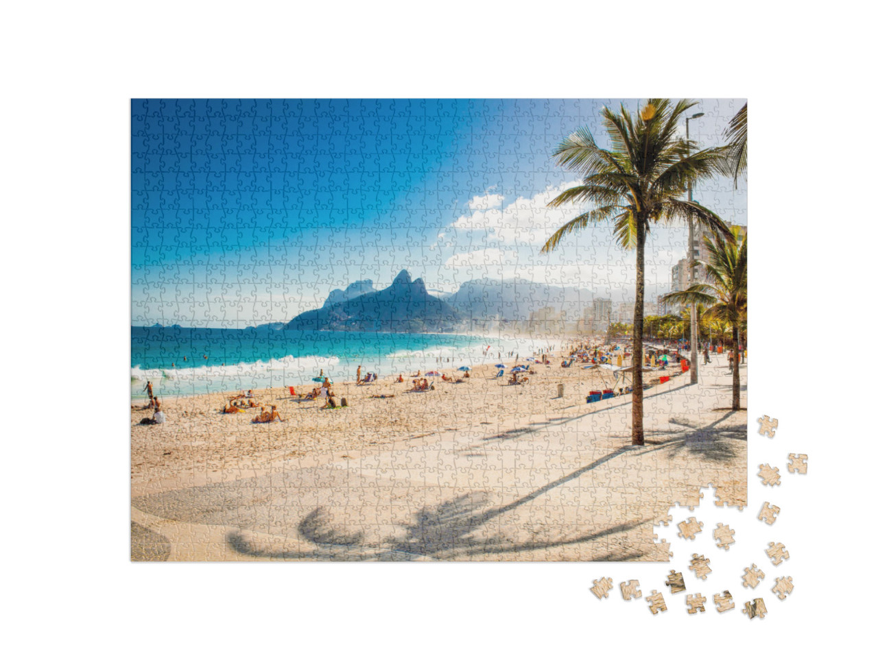 Palms & Two Brothers Mountain on Ipanema Beach in Rio De... Jigsaw Puzzle with 1000 pieces