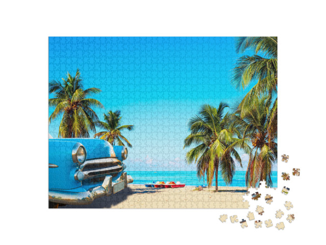 The Tropical Beach of Varadero in Cuba with American Clas... Jigsaw Puzzle with 1000 pieces