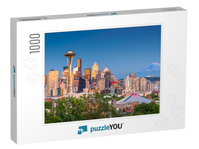 Seattle, Washington, USA Downtown City Skyline At Dusk... Jigsaw Puzzle with 1000 pieces