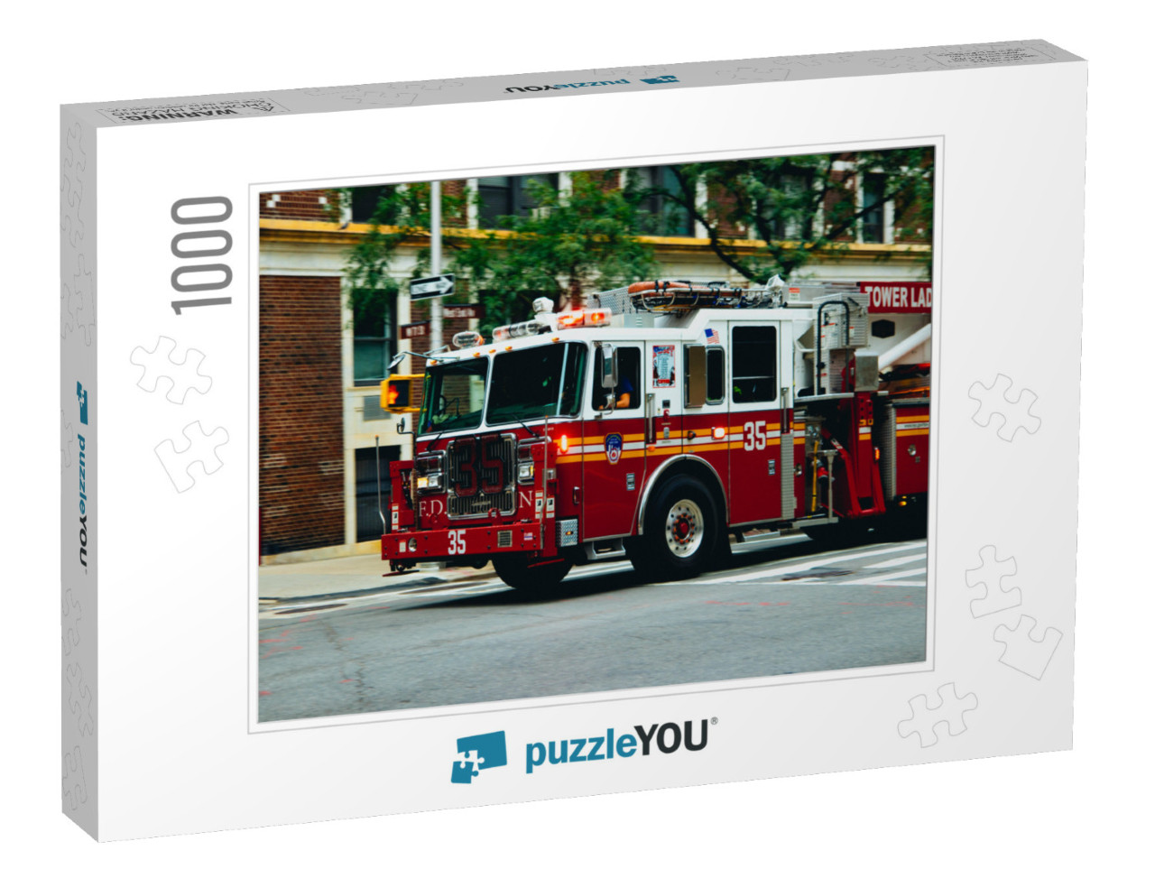 Nyc Firetruck Driving on a Road... Jigsaw Puzzle with 1000 pieces