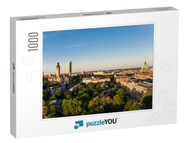 Skyline of Leipzig with Townhall At Sunset, Germany... Jigsaw Puzzle with 1000 pieces