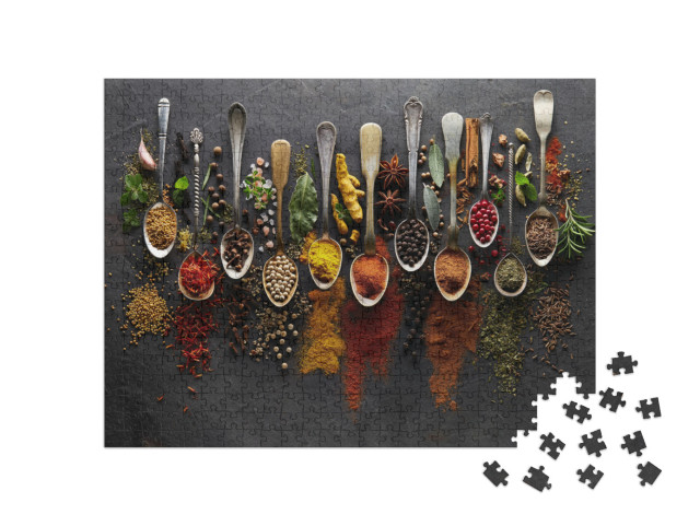 Herbs & Spices on Graphite Background... Jigsaw Puzzle with 500 pieces