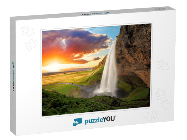 Waterfall, Iceland - Seljalandsfoss... Jigsaw Puzzle