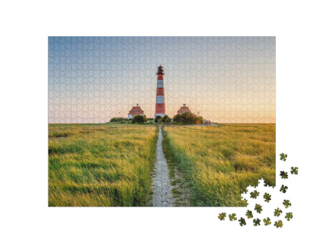 Panorama of the Westerheversand Lighthouse At Westerhever... Jigsaw Puzzle with 1000 pieces