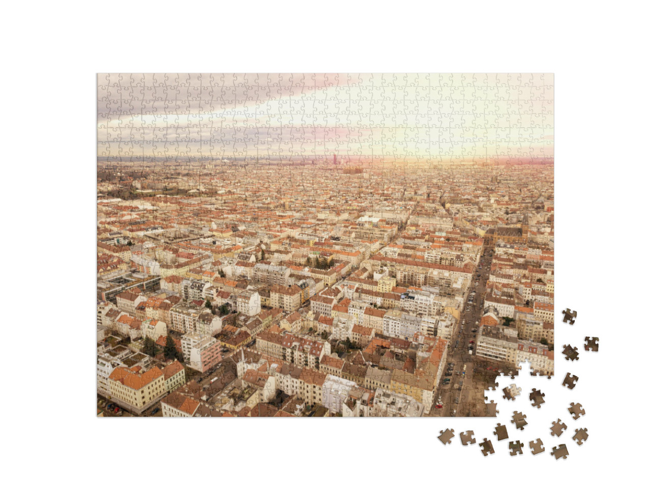 Bird View of the City of Vienna At Sunset... Jigsaw Puzzle with 1000 pieces