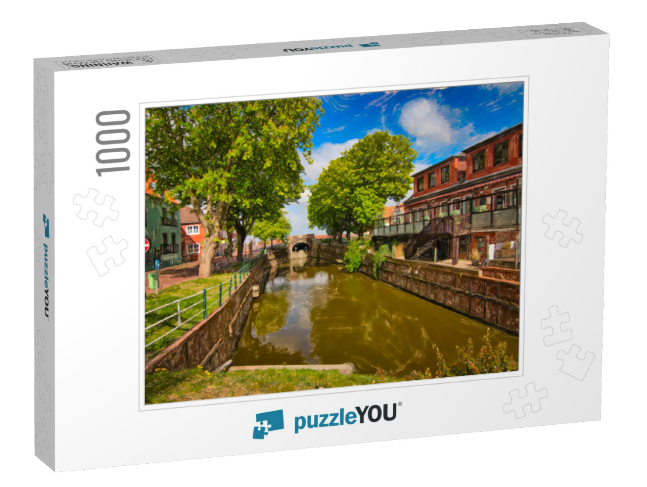 A Canal to the Old Lock in Greetsiel in Germany... Jigsaw Puzzle with 1000 pieces