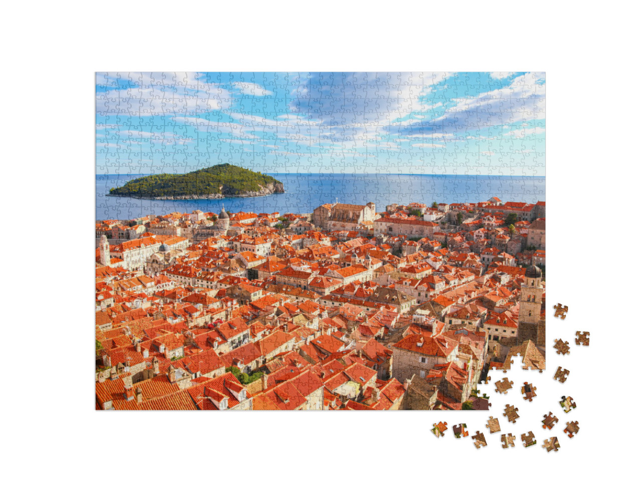 View of Many Landmarks of Old Town in City of Dubrovnik... Jigsaw Puzzle with 1000 pieces