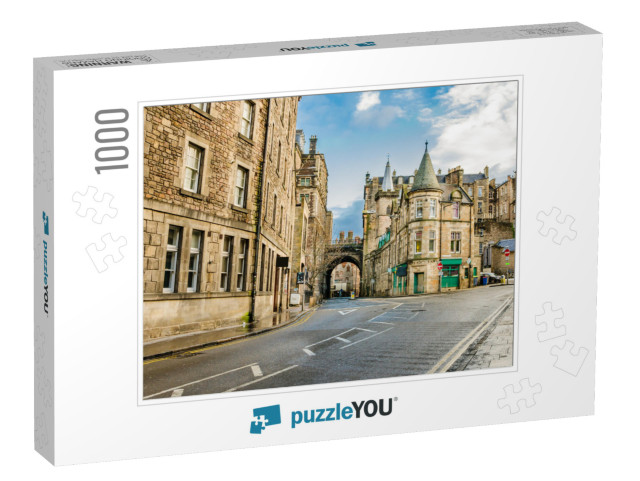 A Street in Old Town Edinburgh on Sunny Winter Day... Jigsaw Puzzle with 1000 pieces