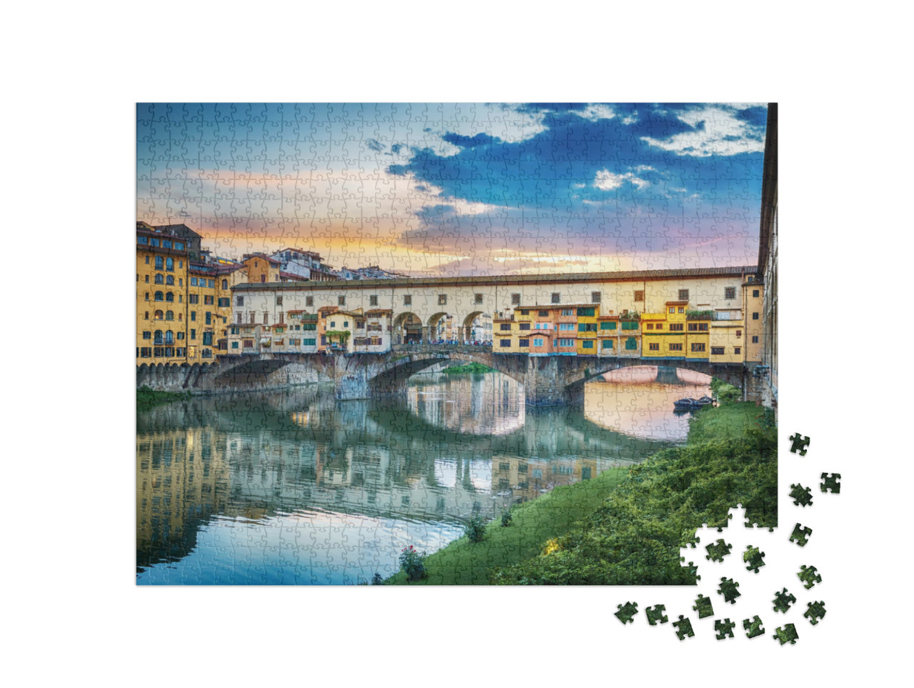 Famous Bridge Ponte Vecchio on the River Arno in Florence... Jigsaw Puzzle with 1000 pieces