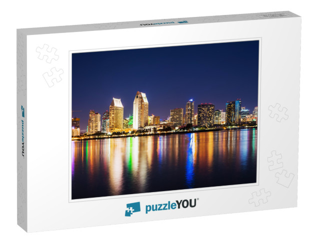 San Diego Downtown Seen from Coronado At Night, Californi... Jigsaw Puzzle