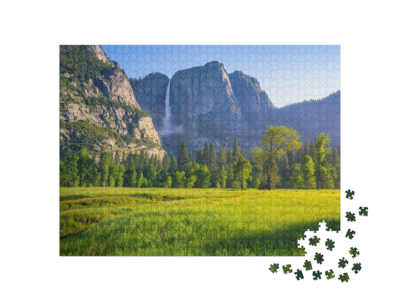 Yosemite Falls from Yosemite Valley, California in the US... Jigsaw Puzzle with 1000 pieces