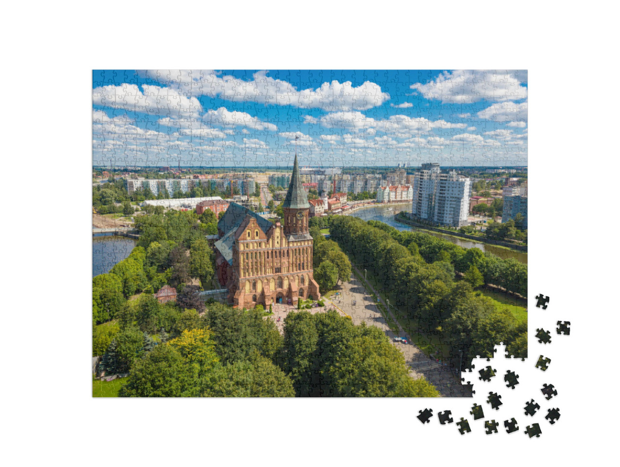 Aerial Cityscape of Kant Island in Kaliningrad, Russia At... Jigsaw Puzzle with 1000 pieces