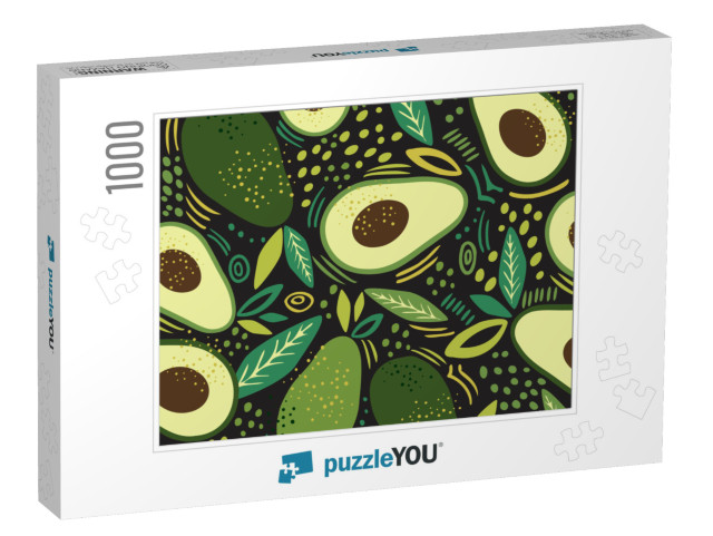 Avocado Seamless Pattern. Texture for Eco & Healthy Food... Jigsaw Puzzle with 1000 pieces