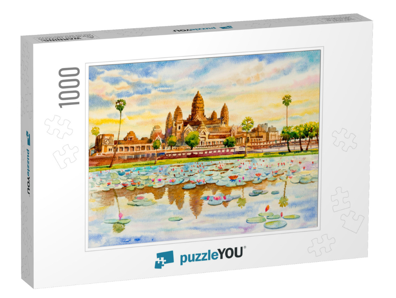 Angkor Wat Temple, Cambodia, Southeast Asia. Watercolor P... Jigsaw Puzzle with 1000 pieces