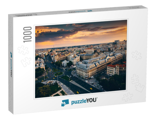 Bucharest View from Above During Summer Sunrise... Jigsaw Puzzle with 1000 pieces