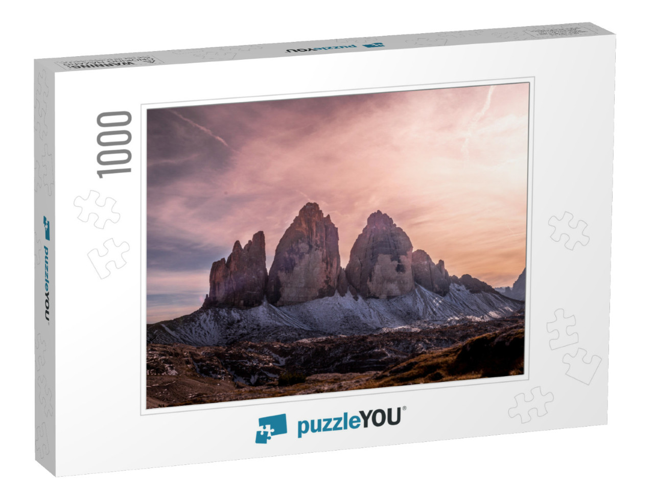 Sunset At the Famous Three Peaks of Lavaredo Drei Zinnen... Jigsaw Puzzle with 1000 pieces