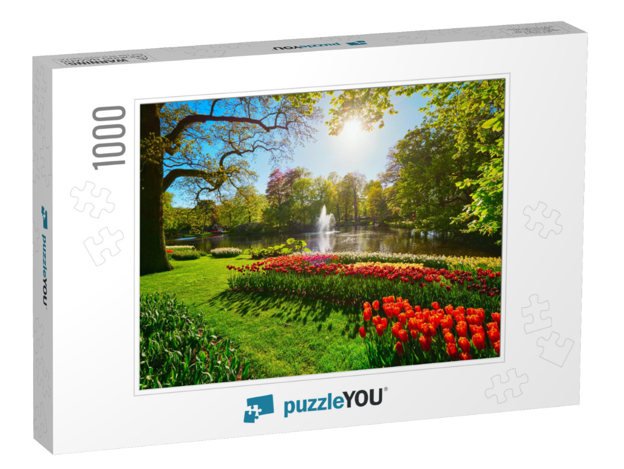 Keukenhof Flower Garden with Blooming Tulip Flowerbeds. O... Jigsaw Puzzle with 1000 pieces