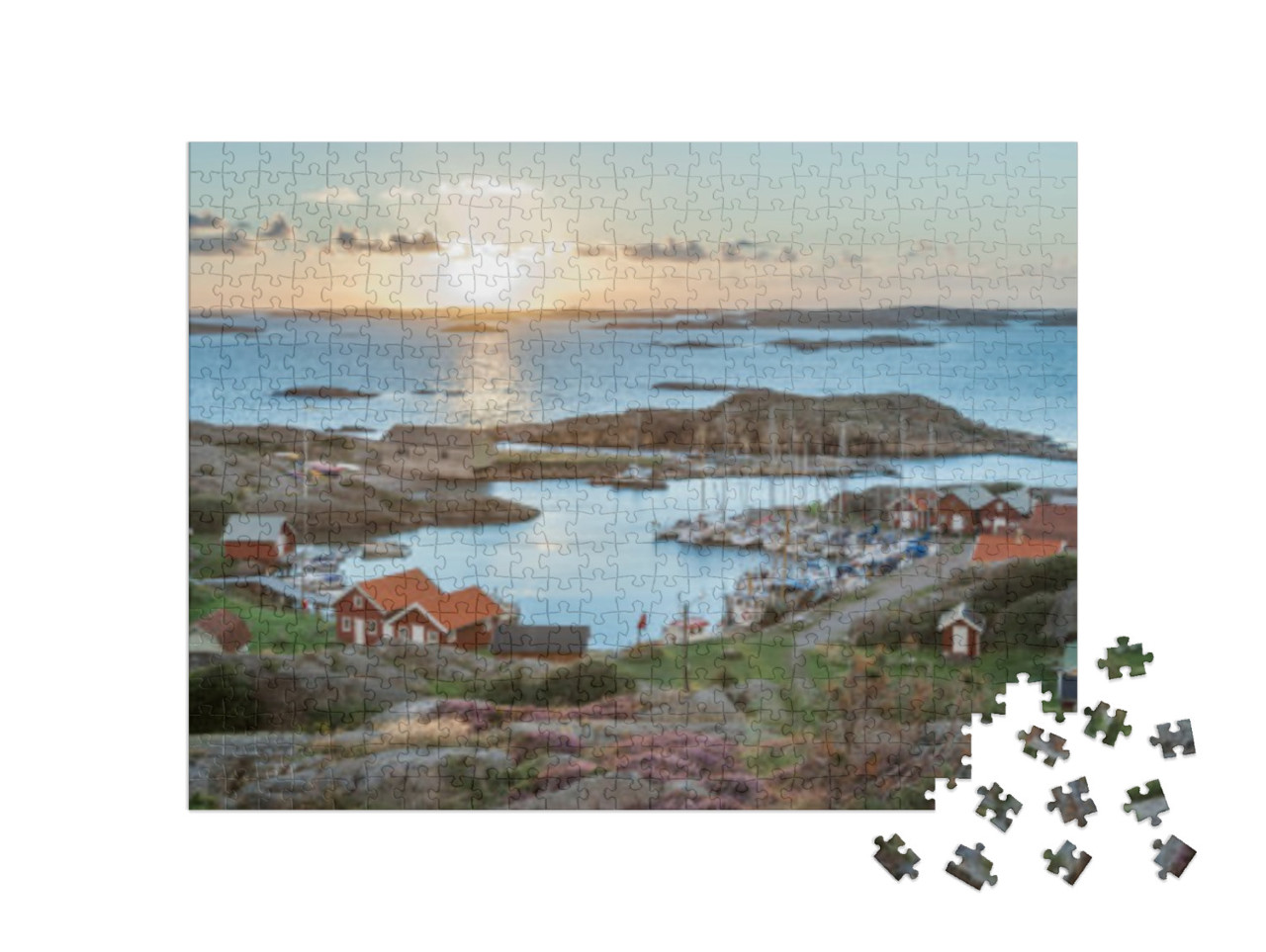 Fishing Harbor of Swedish Skerry Island of Ramsoe, Wester... Jigsaw Puzzle with 500 pieces