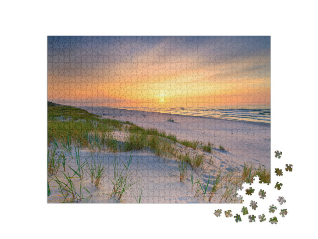 Beautiful Summer Sunset Over Beach At Baltic Sea... Jigsaw Puzzle with 1000 pieces