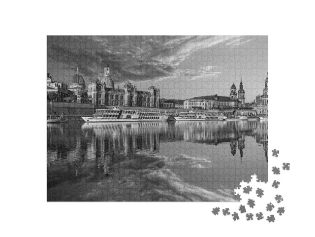 Beautiful Dresden City Skyline At Elbe River & Augustus B... Jigsaw Puzzle with 1000 pieces