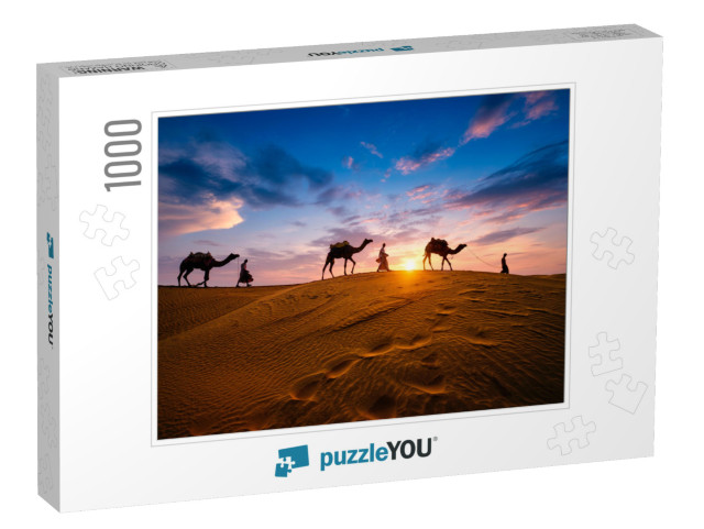 Indian Cameleers Camel Driver Bedouin with Camel Silhouet... Jigsaw Puzzle with 1000 pieces