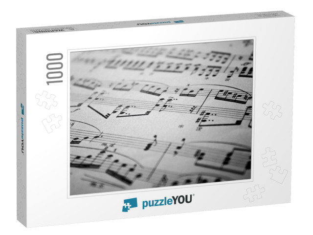 Sheet Music Background Musical Notes with Selective Focus... Jigsaw Puzzle with 1000 pieces