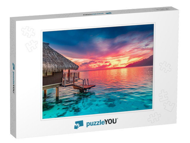 Stunning Colorful Sunset Sky on the Horizon of Moorea, th... Jigsaw Puzzle