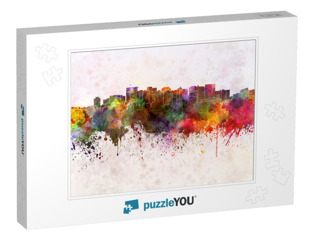 Oakland Skyline in Watercolor Background... Jigsaw Puzzle