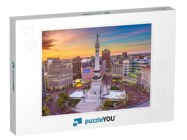 Indianapolis, Indiana, USA Downtown Cityscape & Monument C... Jigsaw Puzzle