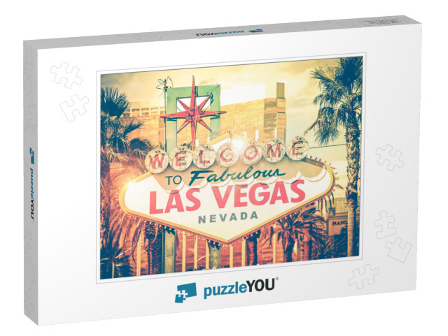 Vintage Las Vegas Photo. Las Vegas Boulevard Entrance Sig... Jigsaw Puzzle