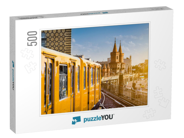 Panoramic View of Berliner U-Bahn with Oberbaum Bridge in... Jigsaw Puzzle with 500 pieces