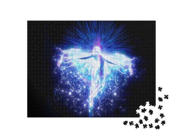 3D Illustration of a Beautiful Shining Angel Flying Spari... Jigsaw Puzzle with 1000 pieces