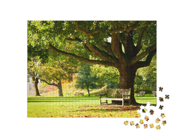 Bench Under the Tree in the Royal Botanic Gardens in Lond... Jigsaw Puzzle with 1000 pieces