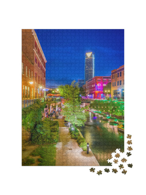 Oklahoma City, Oklahoma, USA Cityscape in Bricktown At Dus... Jigsaw Puzzle with 1000 pieces