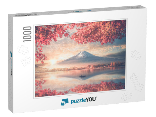 Colorful Autumn Season & Mountain Fuji with Morning Fog &... Jigsaw Puzzle with 1000 pieces