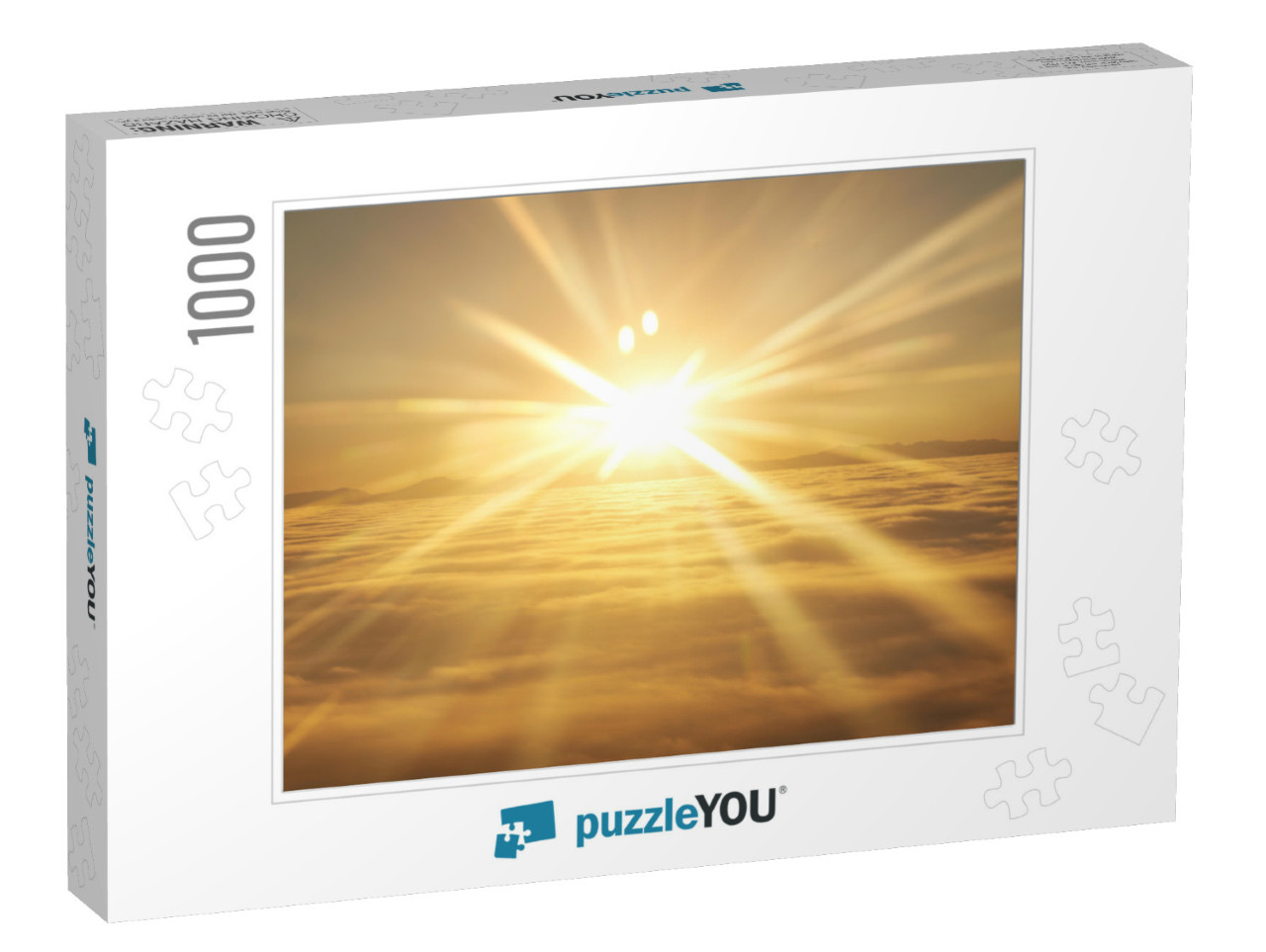 Amazing View from Plane on the Orange Sky, Sunset Sun & C... Jigsaw Puzzle with 1000 pieces