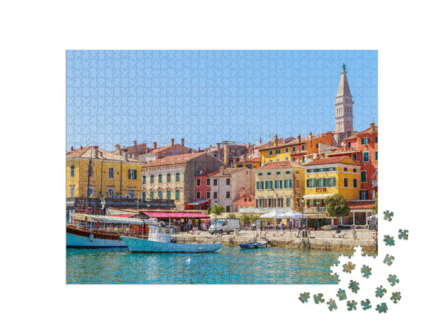 Colorful Rovinj in Istria with Boats in the Port, Croatia... Jigsaw Puzzle with 1000 pieces