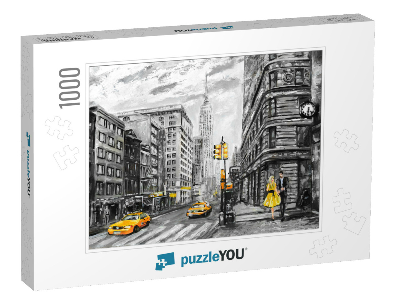 Oil Painting on Canvas, Street View of New York, Man & Wo... Jigsaw Puzzle with 1000 pieces