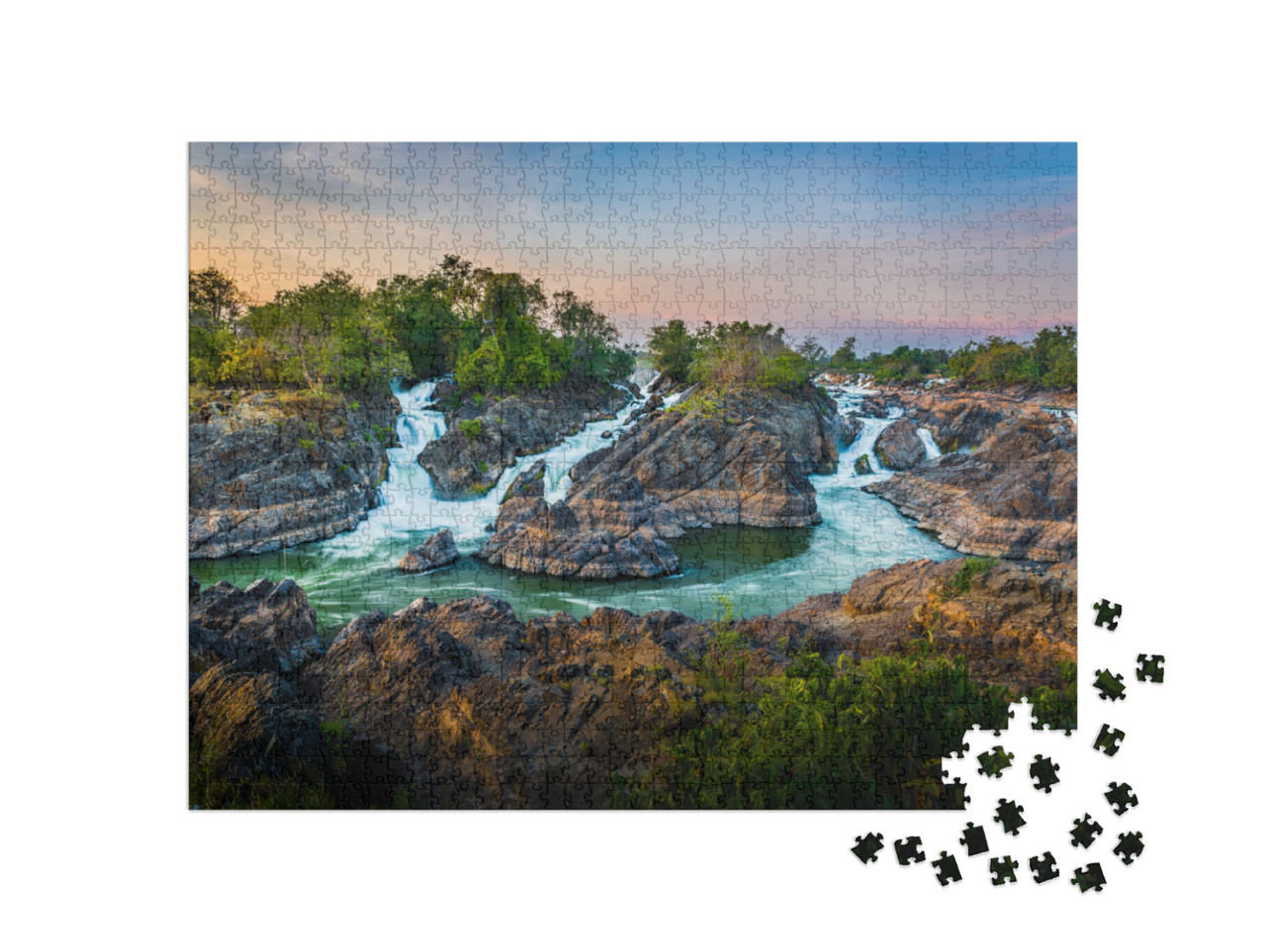 4000 Islands is Very Beautiful & Crazy River At Champasak... Jigsaw Puzzle with 1000 pieces