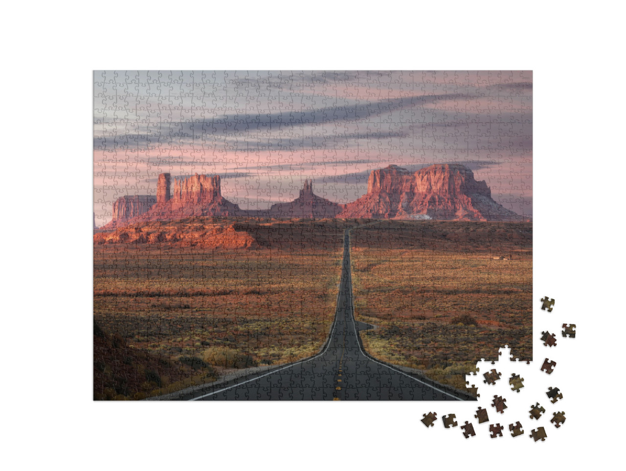 Forrest Gump Point, Red Rock At Monument Valley, Navajo T... Jigsaw Puzzle with 1000 pieces