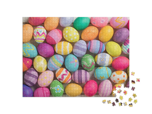 Many Bright & Colorful Easter Eggs Filling the Background... Jigsaw Puzzle with 1000 pieces