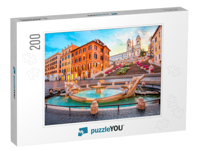 Piazza De Spagna in Rome, Italy. Spanish Steps in the Mor... Jigsaw Puzzle with 200 pieces