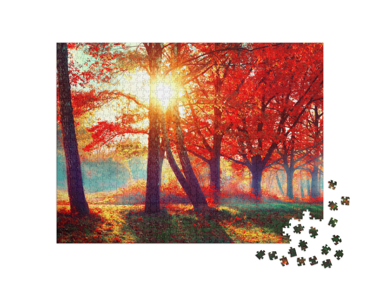 Autumn. Fall Scene. Beautiful Autumnal Park. Beauty Natur... Jigsaw Puzzle with 1000 pieces