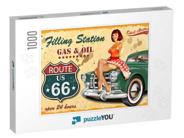 Filling Station Retro Banner... Jigsaw Puzzle with 1000 pieces