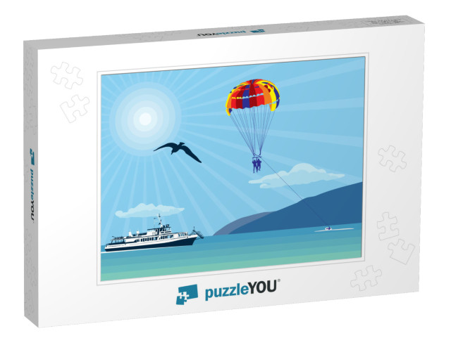 Parachute Over the Sea. Outdoor Activities Over the Sea &... Jigsaw Puzzle