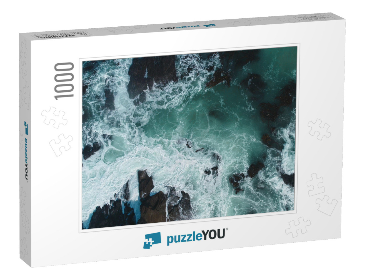 Aerial View of Crashing Waves on Rocks. Aerial View of Se... Jigsaw Puzzle with 1000 pieces